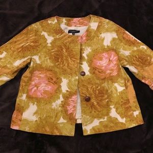 Talbots Cotton Floral Textured Cropped Blazer